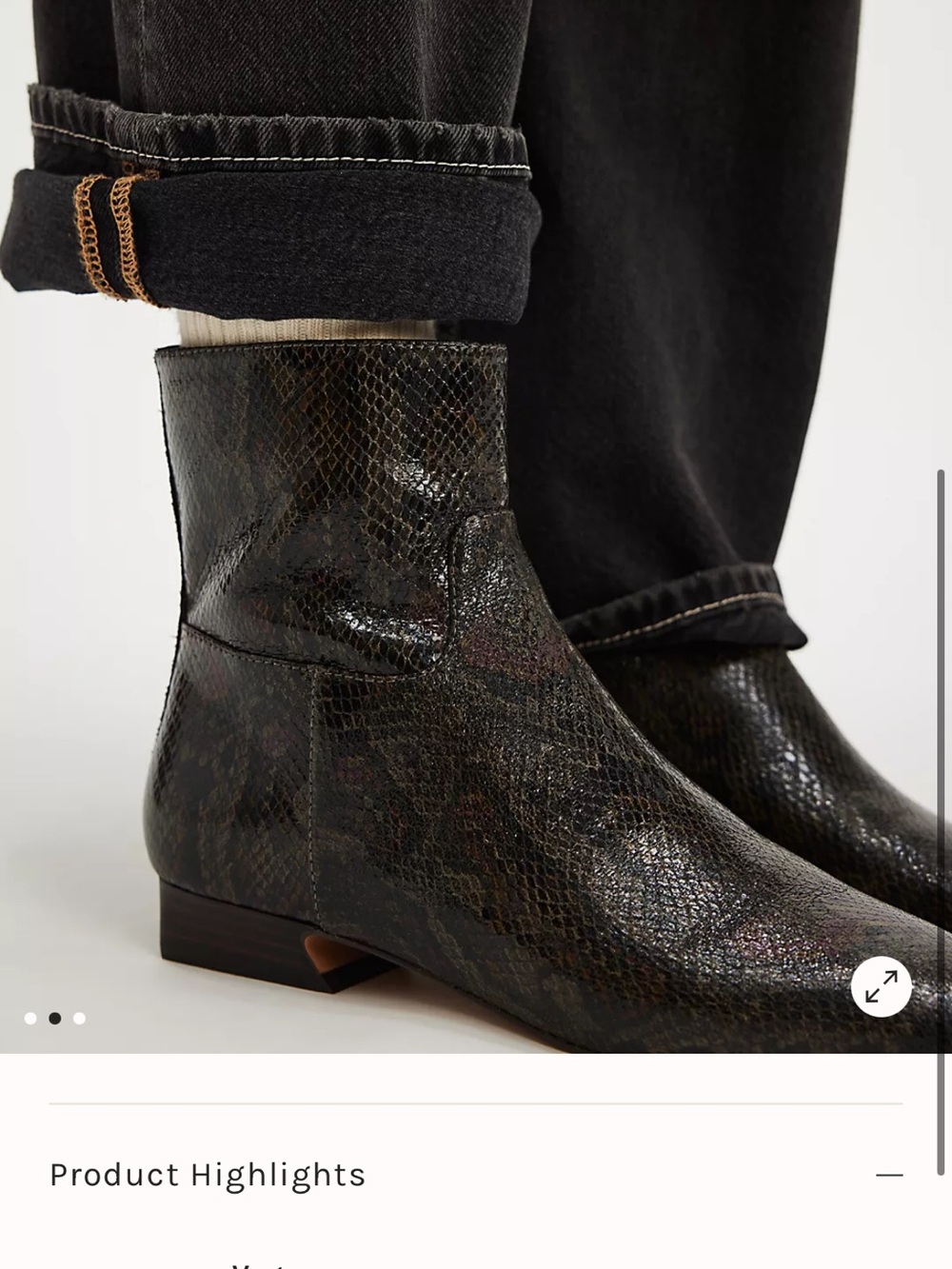 Free People Black Snake-Embossed Ankle Boots